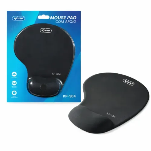 Mouse Pad Ergonômico com Apoio Gel Knup KP-S04 Antiderrapante Preto Conforto Profissional