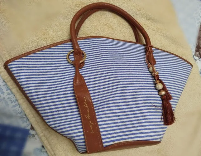 Bolsa em lona e couro Luiza Barcelos grande