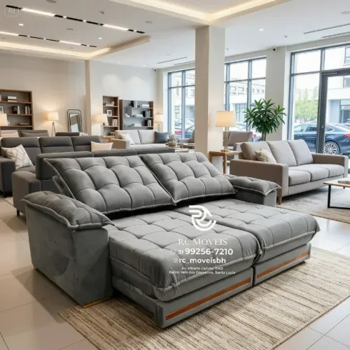 Sofá Retrátil e Reclinável Barcelona Suede Caramelo Molas Ensacadas