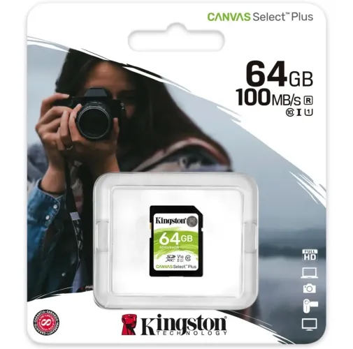 Cartão Memória SDHC 64Gb Canvas Select Plus SDS2/64Gb - Kingston