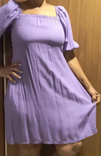 Vestido Lilás Manga Bufante 