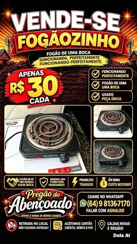 Fogãozinho de uma boca funciona perfeitamente