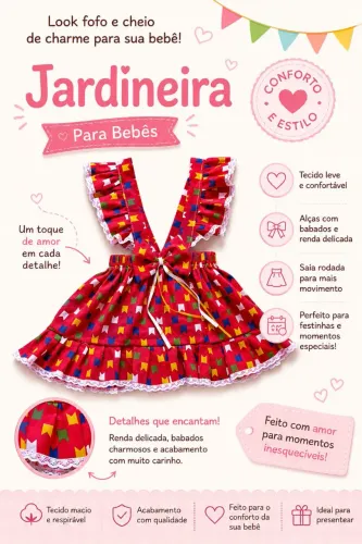 (Sob encomenda) Jardineira/Roupa para Mesversário
