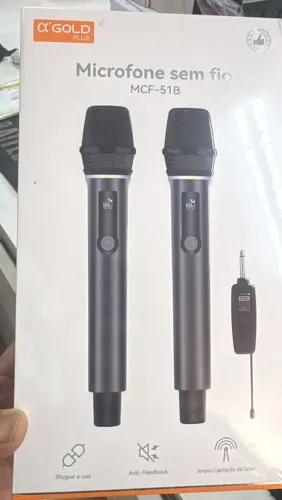 Kit 2 Microfones Recarregável Agold MCF-51B black