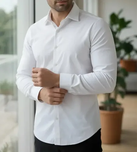 Camisa Social Algodão Longa Branca 