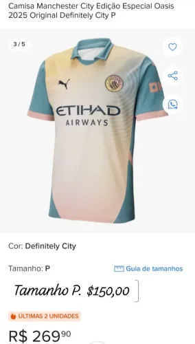 Camisa Manchester City Puma tamanho P 