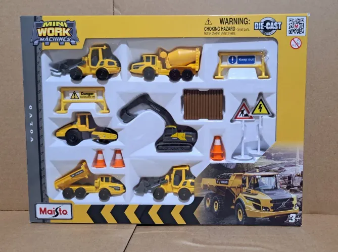 Brinquedo Playset Construção 6 Veículos Volvo Mini Work Machines Metal Maisto 1:64 Lacrado