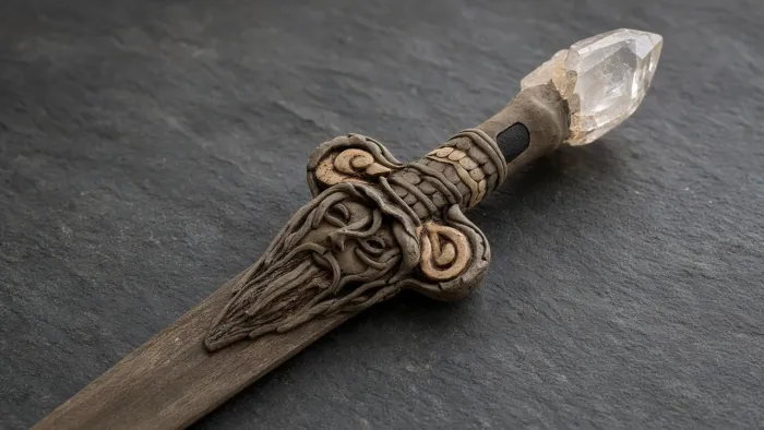 Espada Artesanal de Trancoso (2000s) - Osso de Baleia + Quartzo | Peça Única