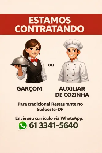 GARÇOM E AUXILIAR DE COZINHA SALÁRIO EM MÉDIA 2.400