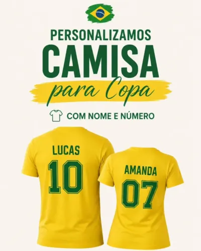 Camisa do Brasil Personalizada? É Aqui! Aja Estamparia, Seu Jeito, Sua Torcida.