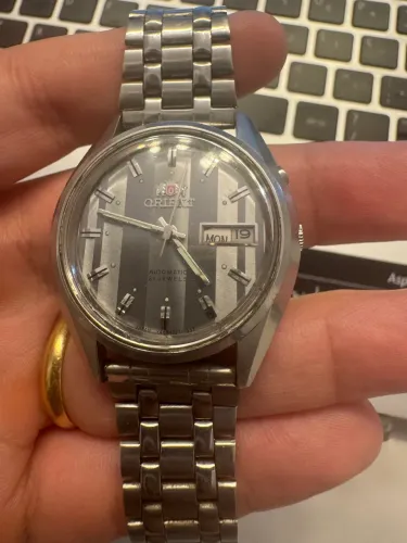 Relógio Orient vintage automático dial azul 