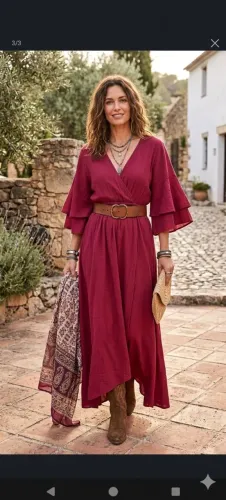 Vestido Longo Boho de Algodão Framboesa - Sua Peça Coringa Super Versátil