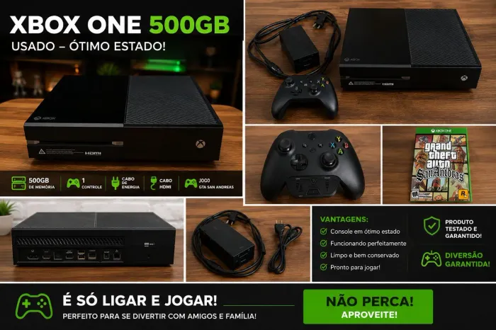 ? Xbox One 500GB + Controle Novo + GTA San Andreas - Oferta