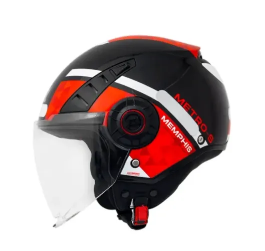 um capacete aberto da marca Axxis, modelo Metro S, na estampa Memphis B5