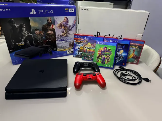 ? PLAYSTATION 4 COMPLETO + 2 CONTROLES + 9 JOGOS ?