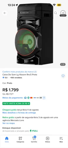 Caixa de som LG xboom