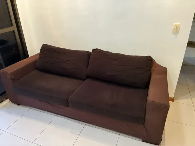 Sofa 210 cm marrom veludo 