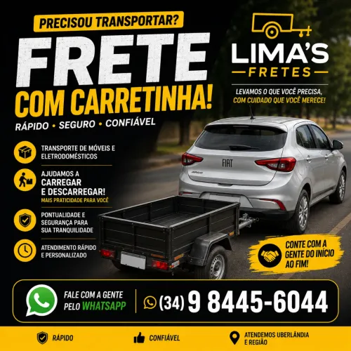 Fretes, transportes e mudanças com carretinha Uberlândia LIMAS FRETES