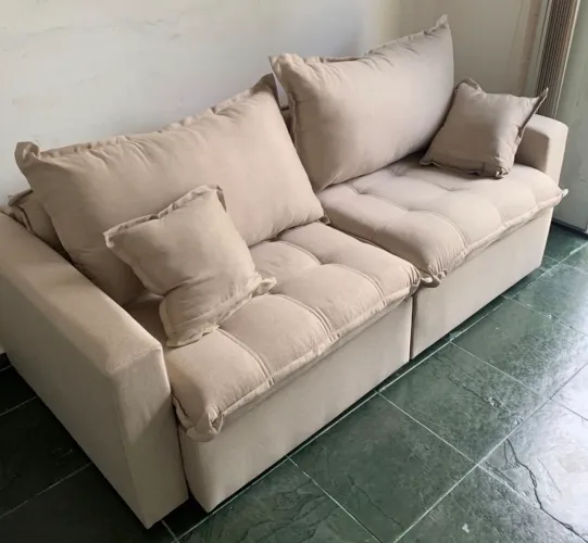Sofá Linho Bege Caixa Zero NOVO