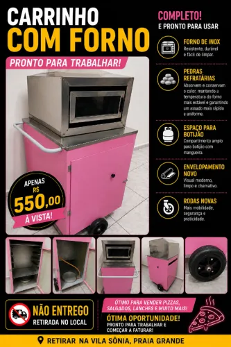 Carrinho de vender mini pizza