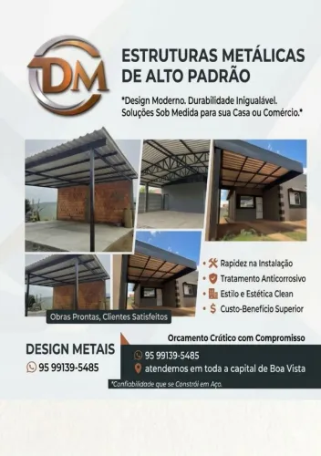 Estrutura Metalica, garagem, área e galpão. 