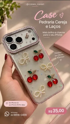 Case Capa Capinha Cereja e Laços iPhone