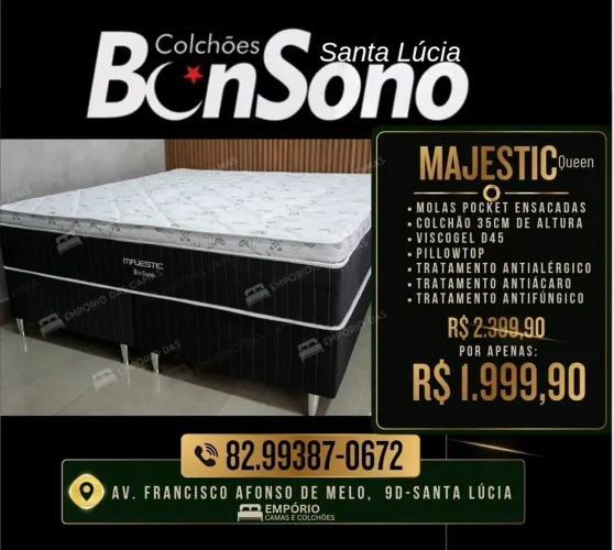 Cama Queen conjunto base e colchão Bonsono molas pocket Viscogel-Nasa D45 pronta entrega