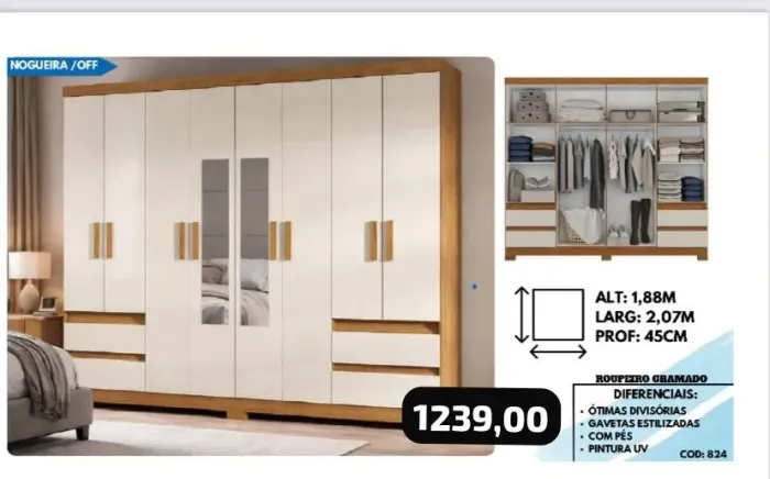 Guarda roupa casal 30% mais barato que a lojas física 