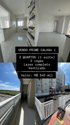Prime Calhau I | 65m² | 3 Quartos | 1 Suíte | 2 Vagas | Vista Livre | Condomínio Novo