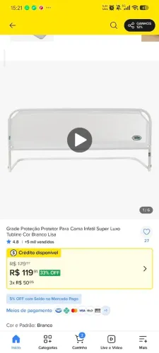 (DUAS) GradeS Proteção Protetor Para Cama Infatil Super Luxo Tubline Cor Branco Lisa