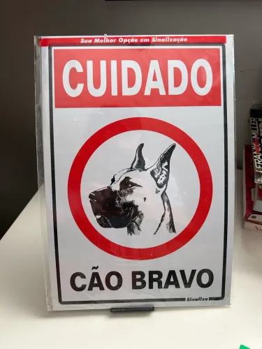 placa cuidado cão bravo 30 cm marca sinalize a mais top