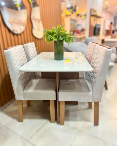 Conjunto de Mesa de Jantar Frida com 4 Cadeiras - 100% MDF | Tuboarte