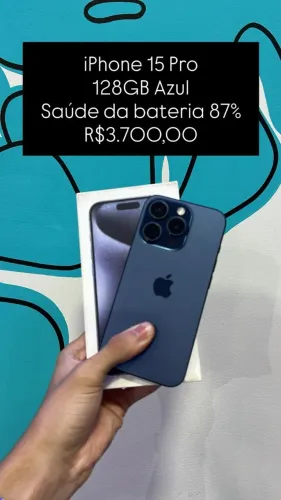 Seminovo: iPhone 15 Pro 128GB Azul - Bateria 87% | Loja Fisica