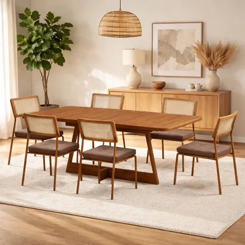 Mesa de Jantar Atria 160x906 Cadeiras 1741Lux em Aço Tubular Corino Carraro frete grátis 