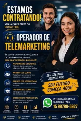 Seja Operador de Telemarketing mesmo sem experiência