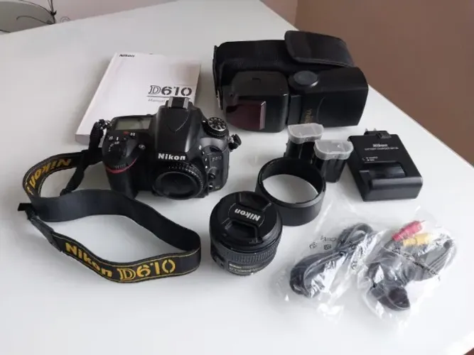 Kit Câmera Nikon D610 + lente Nikon 50mm 1.8G + flash Yongnuo speedlite YN685