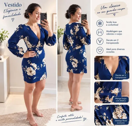 Vestido azul floral