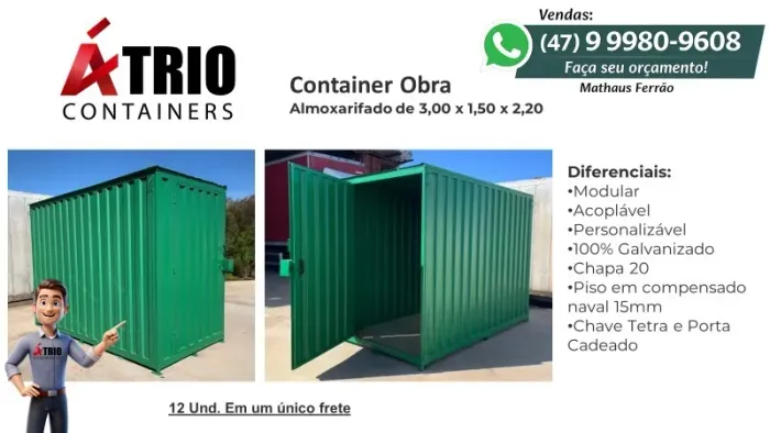 Container Almoxarifado 3,00 x 1,50 m