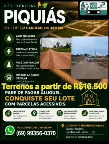 Vende_se  terrenos prontos para construir  em Candeias do Jamari .