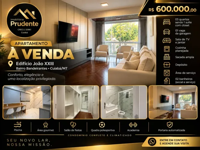 Apartamento para Venda em Cuiabá, Bandeirantes, 3 dormitórios, 1 suíte, 1 banheiro, 2 vaga
