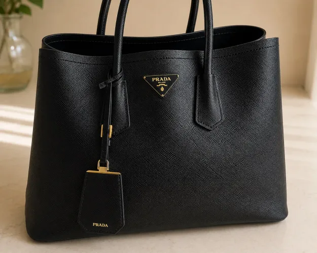 PRADA - Bolsa Tote Double Saffiano Medium Preta