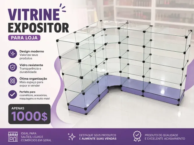 Vitrine expositor para lojas