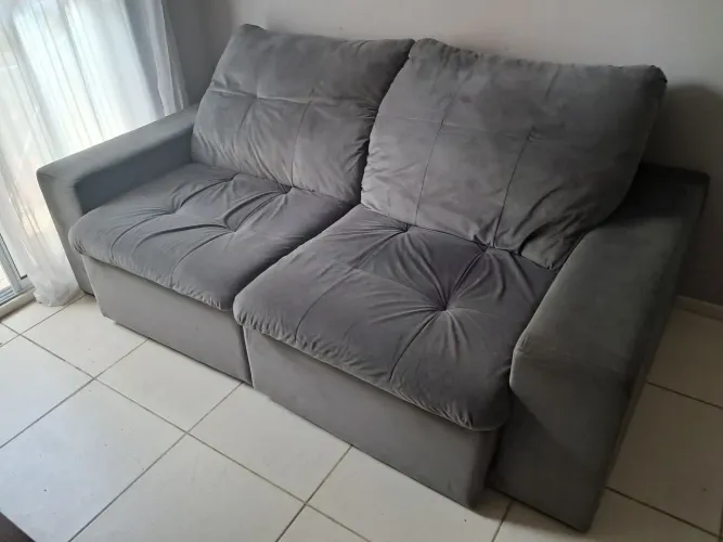 Sofá 2 módulos / 2,20 m - Tecido Veludo Suede cinza chumbo