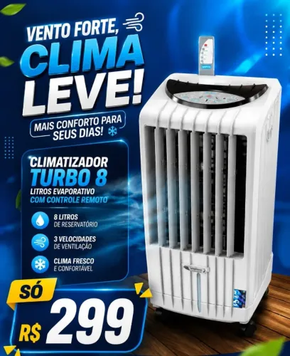 Promoção !! Só R$ 299 .. Climatizador Turbo Evaporativo 8 litros Novo!