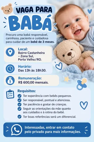 Vaga de babá na zona sul