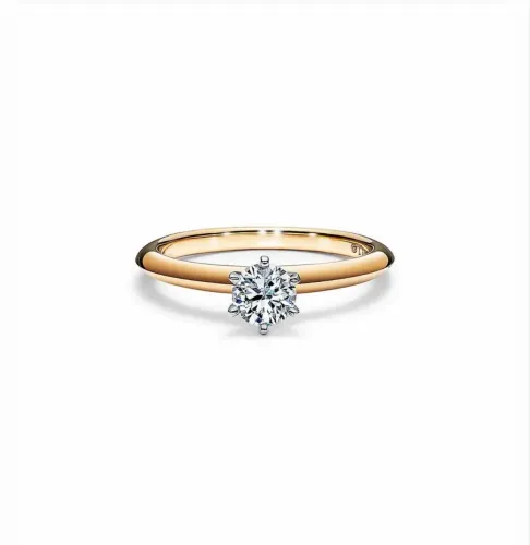 Anel solitário ouro amarelo com diamante Tiffany