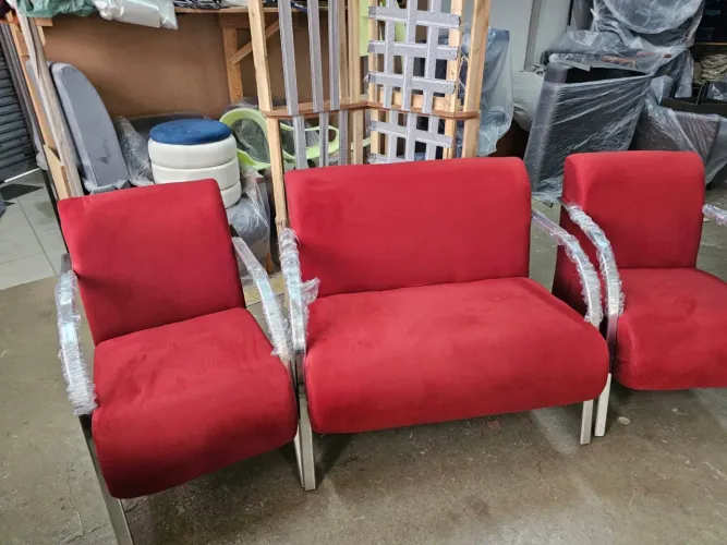 KIT 2 POLTRONAS E 1 NAMORADEIRA BELLA BRAÇOS EM ALUMÍNIO 