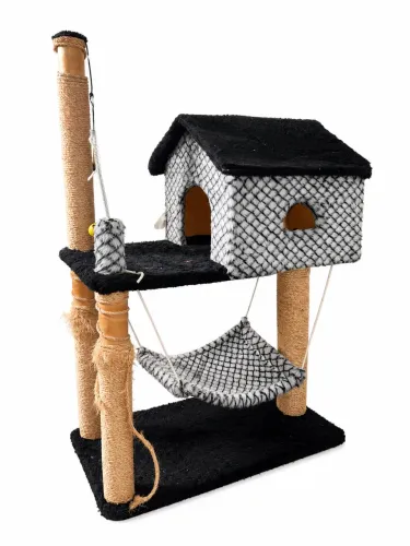 Arranhador são bendito per house cinza p/ gato casa rede 