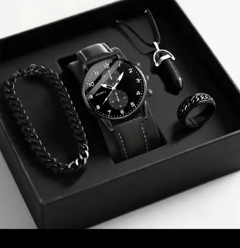 Kit masculino de relógio e pulseira 