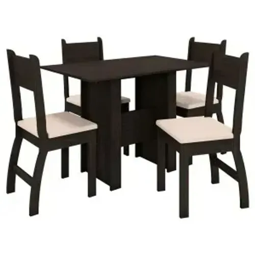 Mesa de Jantar Milano com 4 Cadeiras Amendoa/Savana